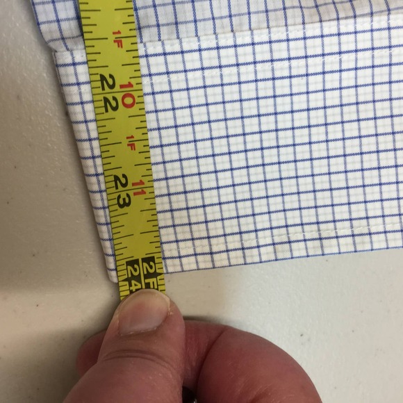 STAFFORD Blue White Check Wrinkle Free Button Down Long Sleeve Dress Shirt L - Picture 9 of 9